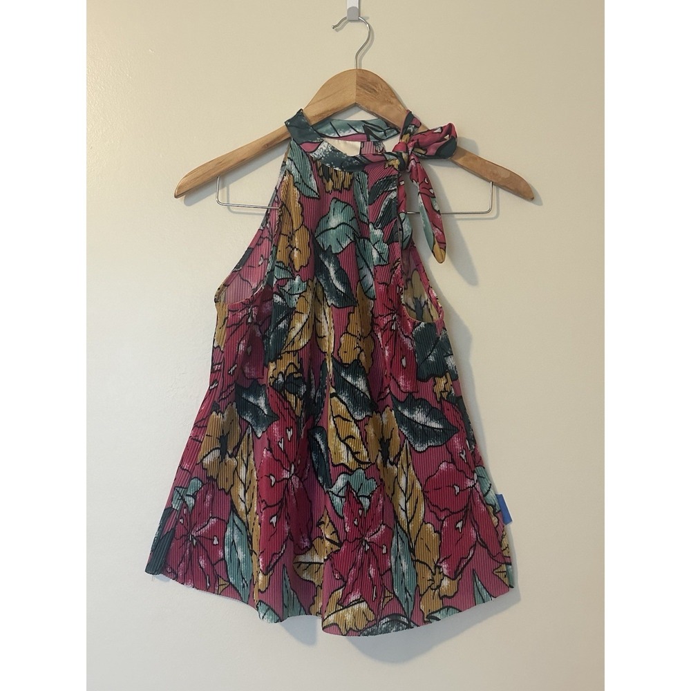 Anthropologie Maeve Gloucester Accordion Vibrant Floral Halter Blouse Sz Small‎